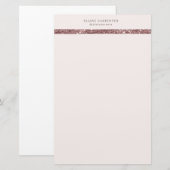elegant modern brons glitter monogram briefpapier (Voorkant / Achterkant)
