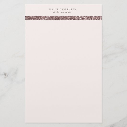 elegant modern brons glitter monogram briefpapier (Voorkant)