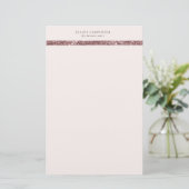 elegant modern brons glitter monogram briefpapier (Staand voorkant)