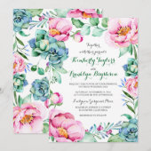 Elegant modern bruidsboeket kaart (Voorkant / Achterkant)