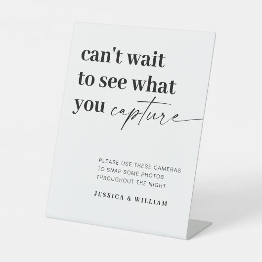 Elegant Modern Bruiloft Beschikbaar Camera Teken Reclamebord Met Voetstuk (Voorkant)