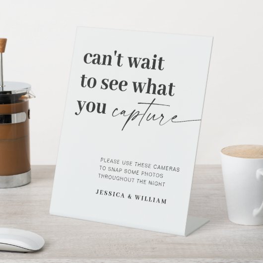 Elegant Modern Bruiloft Beschikbaar Camera Teken Reclamebord Met Voetstuk (Insitu)