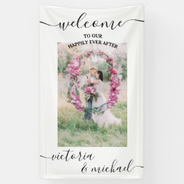 Elegant modern bruiloft foto afbeelding Welkom Spandoek