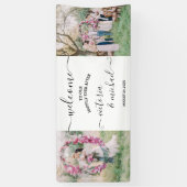 Elegant modern bruiloft foto afbeelding Welkom Spandoek (Verticaal)