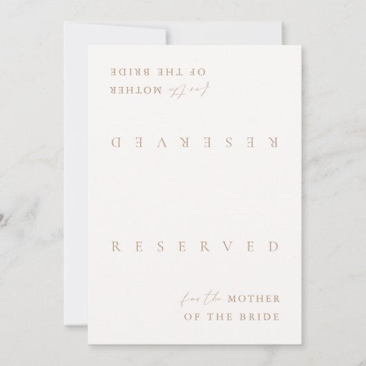 Elegant modern bruiloft gereserveerd Tent Sign Kaart (Voorkant)
