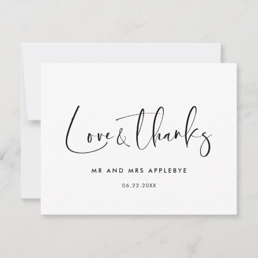 Elegant & modern bruiloft Love & bedankt card (Voorkant)