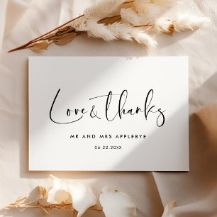 Elegant & modern bruiloft Love & bedankt card
