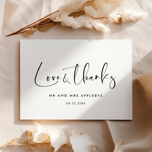 Elegant & modern bruiloft Love & bedankt card