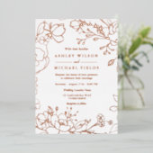 Elegant modern bruiloft Real Roos Gold Floral Folie Uitnodiging (Staand Voorkant)