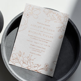 Elegant modern bruiloft Real Roos Gold Floral Folie Uitnodiging