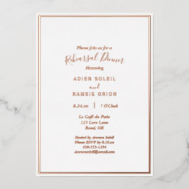 Elegant modern bruiloft repetitief Roos Gold Folie Uitnodiging