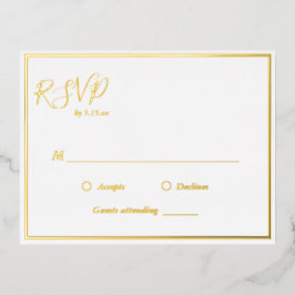 Elegant modern bruiloft RSVP Gold Foil Briefkaart