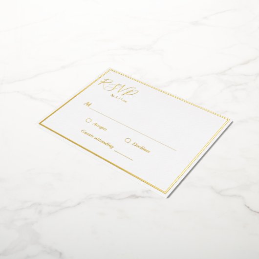 Elegant modern bruiloft RSVP Gold Foil Briefkaart (Gedraaid)