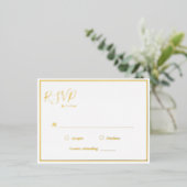 Elegant modern bruiloft RSVP Gold Foil Briefkaart (Staand Voorkant)