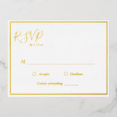 Elegant modern bruiloft RSVP Gold Foil Briefkaart (Voorkant)