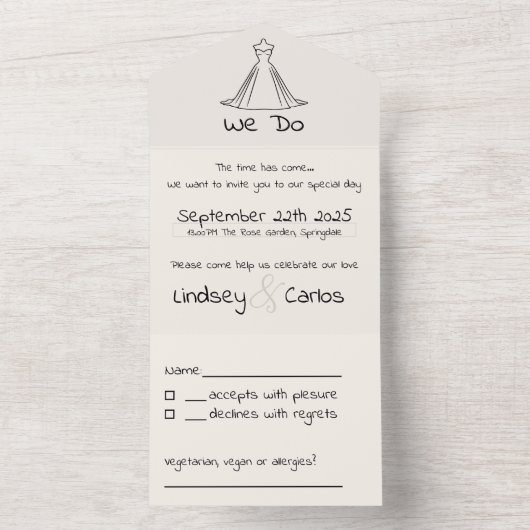 Elegant modern bruiloft Silhouette Collectie All In One Uitnodiging (Binnen)