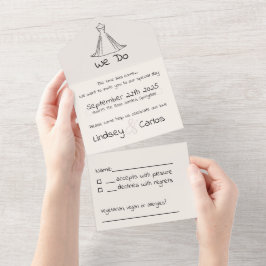 Elegant modern bruiloft Silhouette Collectie All In One Uitnodiging