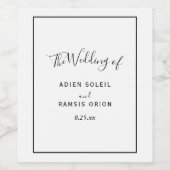 Elegant modern bruiloft Wijnlabel Wijn Etiket (Enkel label)