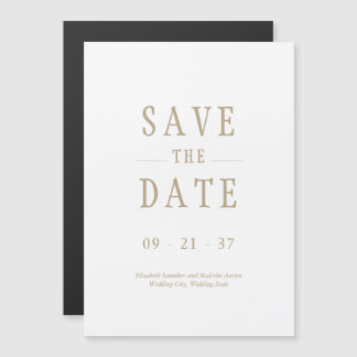 Elegant Modern Bruiloft Wit Save The Date Magnetische Uitnodiging