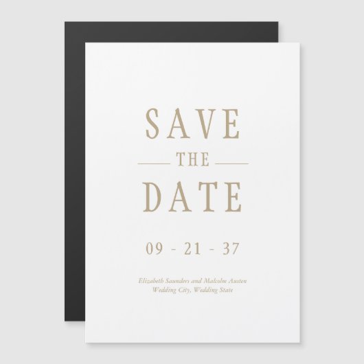 Elegant Modern Bruiloft Wit Save The Date Magnetische Uitnodiging (Voorkant / Achterkant)