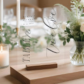 Elegant Modern Bruiloft Zwart Script Tafelnummer Acryl Bord