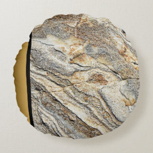 Elegant Modern Bruin Grijs Goud Marmeren Patroon Rond Kussen