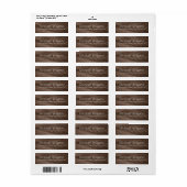 Elegant modern bruine houtnerf retouradres etiket (Full Sheet)