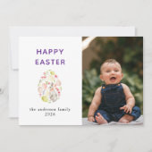 Elegant Modern Bunny Happy Easter Photo Feestdagenkaart (Voorkant)