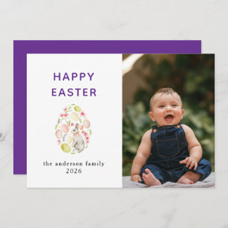 Elegant Modern Bunny Happy Easter Photo Feestdagenkaart