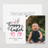 Elegant Modern Bunny Happy Easter Photo Feestdagenkaart (Voorkant / Achterkant)