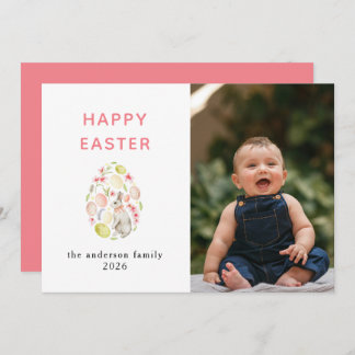 Elegant Modern Bunny Happy Easter Photo Feestdagenkaart