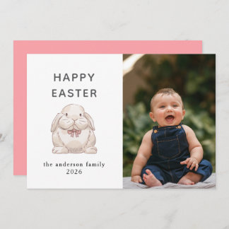 Elegant Modern Bunny Happy Easter Photo Feestdagenkaart