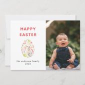 Elegant Modern Bunny Happy Easter Photo Feestdagenkaart (Voorkant)