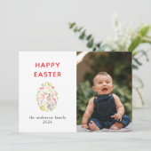 Elegant Modern Bunny Happy Easter Photo Feestdagenkaart (Staand voorkant)