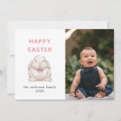 Elegant Modern Bunny Happy Easter Photo Feestdagenkaart (Voorkant)