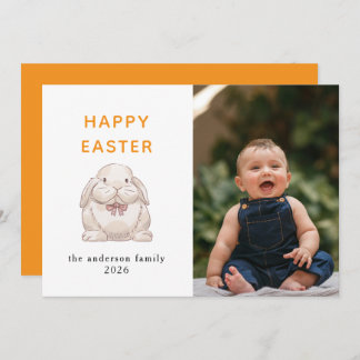 Elegant Modern Bunny Happy Easter Photo Feestdagenkaart