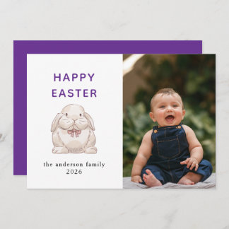 Elegant Modern Bunny Happy Easter Photo Feestdagenkaart