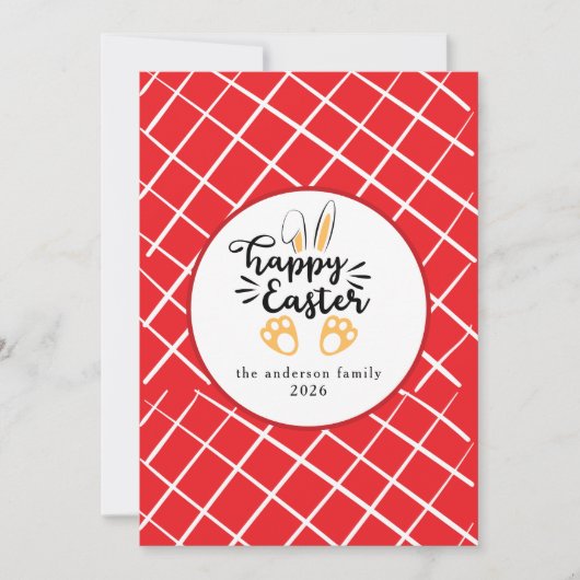 Elegant Modern Bunny Patterns Happy Easter Photo Feestdagenkaart (Voorkant)