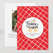 Elegant Modern Bunny Patterns Happy Easter Photo Feestdagenkaart (Voorkant / Achterkant)