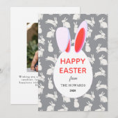 Elegant Modern Bunny Patterns Happy Easter Photo Feestdagenkaart (Voorkant / Achterkant)