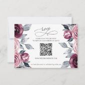 Elegant Modern Burgundy Floral QR CODE RSVP Kaartje (Voorkant)
