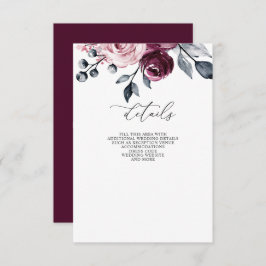 Elegant Modern Burgundy Floral Wedding Informatiekaartje