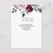 Elegant Modern Burgundy Floral Wedding Informatiekaartje (Voorkant)
