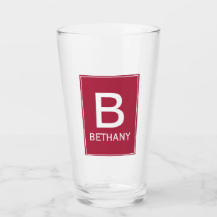 Elegant modern burgundy monogram glas
