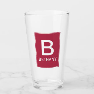 Elegant modern burgundy monogram glas
