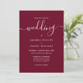 Elegant Modern Burgundy Photo Wedding Kaart (Staand voorkant)