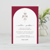 Elegant Modern Burgundy Red door bruiloft Kaart (Staand voorkant)
