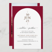 Elegant Modern Burgundy Red door bruiloft Kaart (Voorkant / Achterkant)