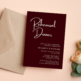 Elegant & Modern Burgundy Rehearsal Dinner Kaart