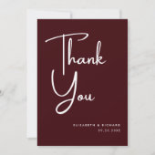Elegant & Modern Burgundy Wedding Bedankkaart (Voorkant)